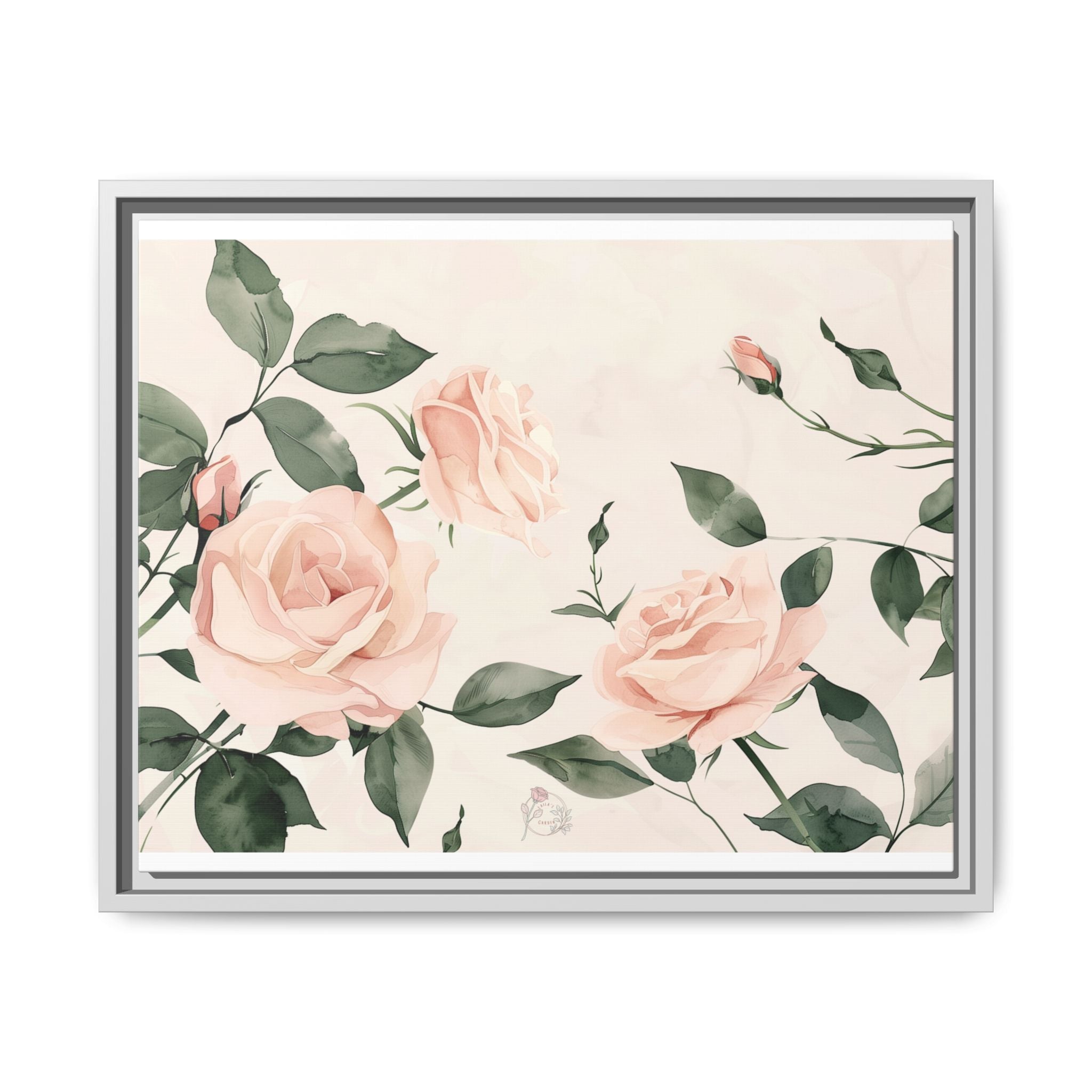 Soft Pink Rose Framed Canvas – Calming Floral Wall Art for Hospital or Recovery Room