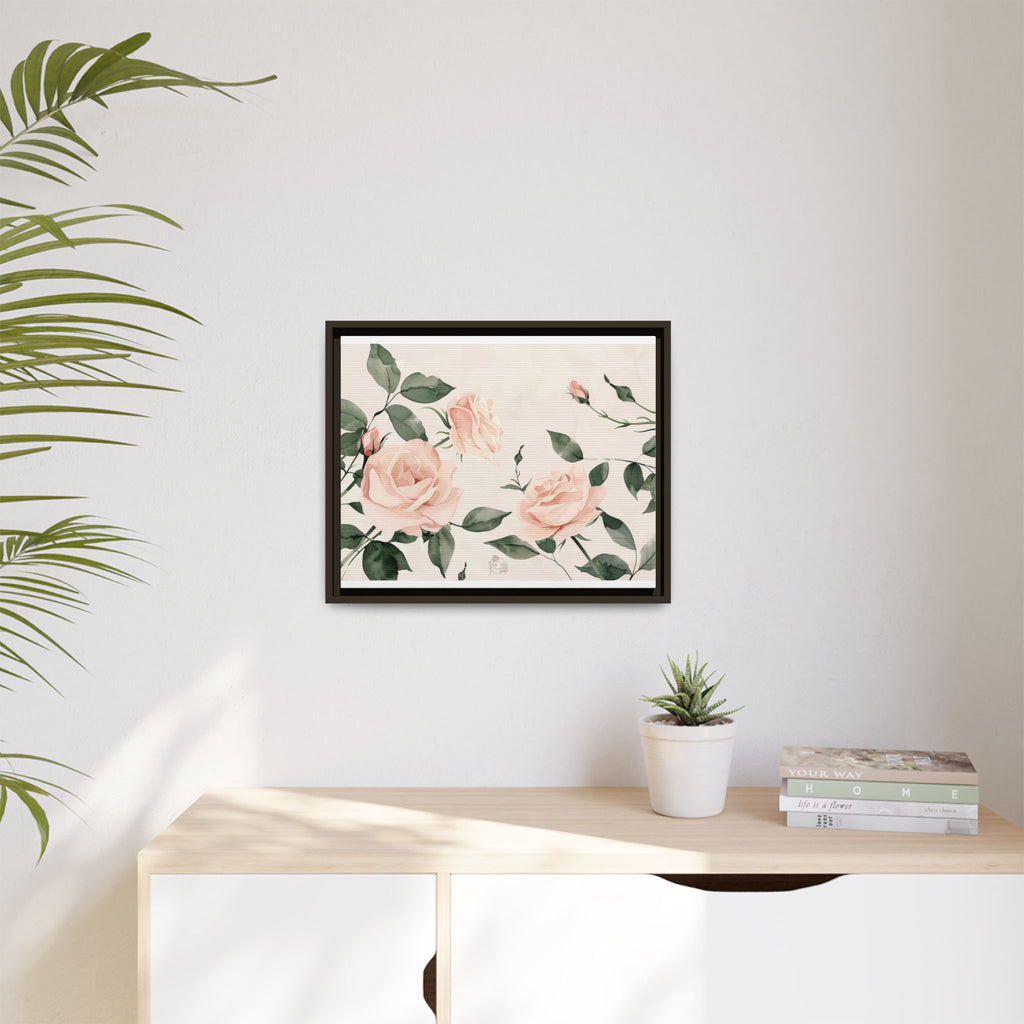 Soft Pink Rose Framed Canvas – Calming Floral Wall Art for Hospital or Recovery Room