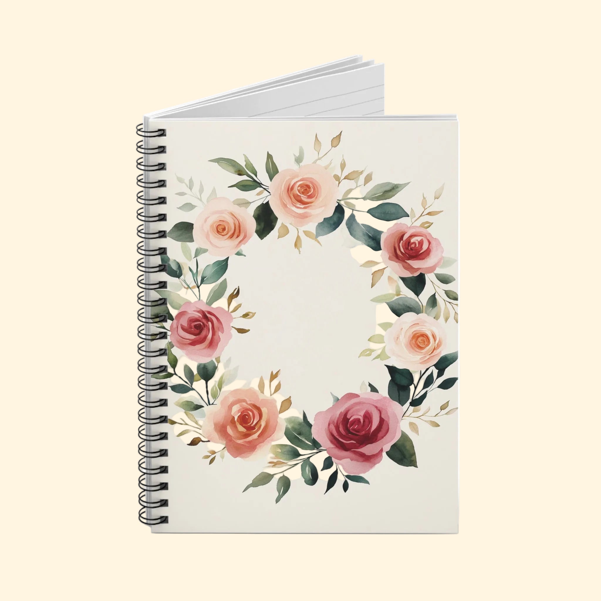 Notebook with floral design on a white background