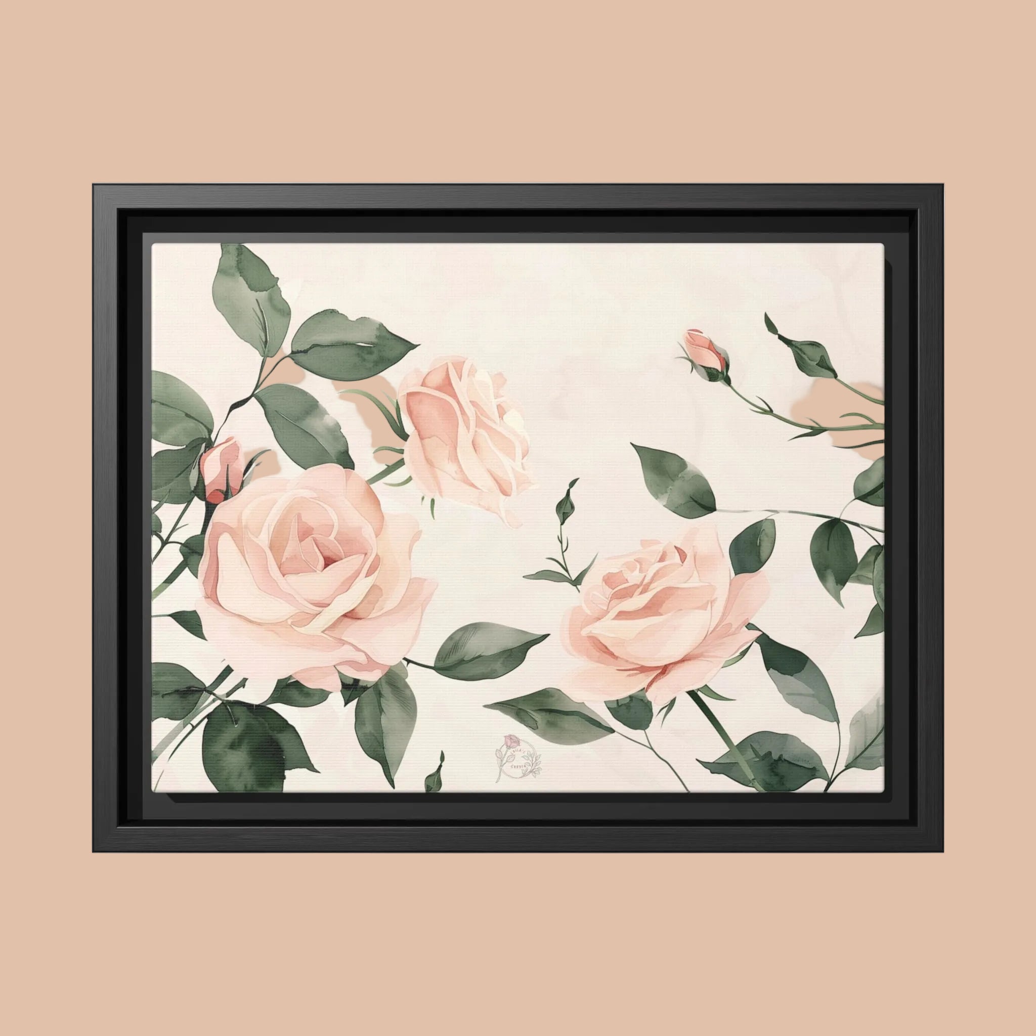 Soft Pink Rose Framed Canvas – Calming Floral Wall Art for Hospital or Recovery Room