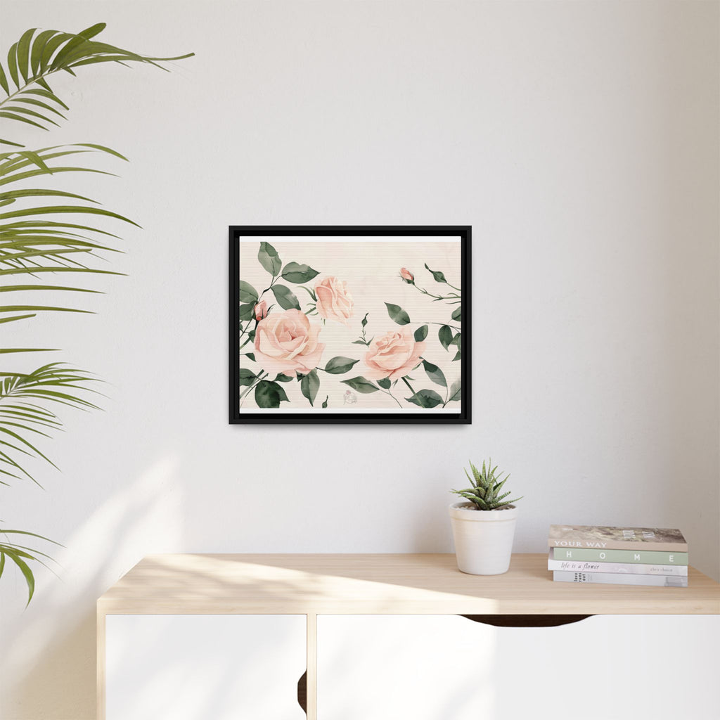 Soft Pink Rose Framed Canvas – Calming Floral Wall Art for Hospital or Recovery Room