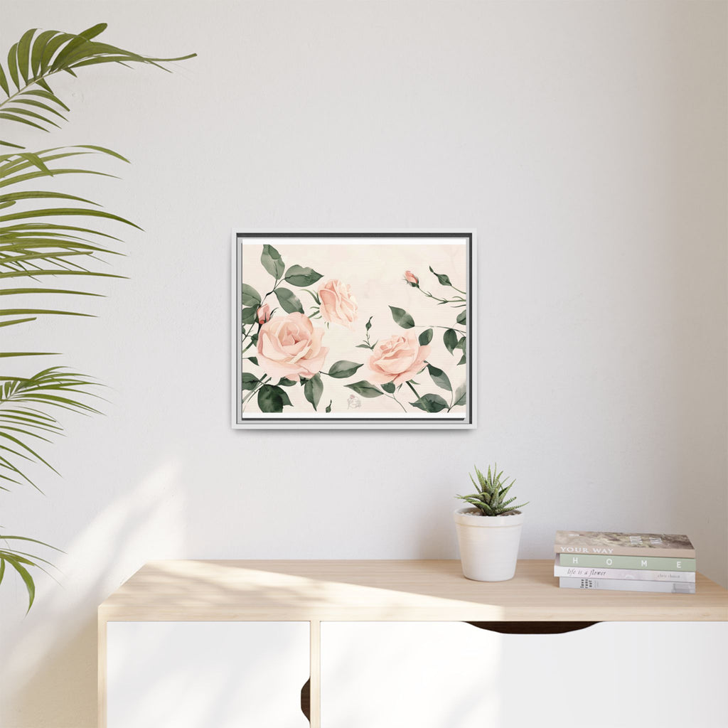 Soft Pink Rose Framed Canvas – Calming Floral Wall Art for Hospital or Recovery Room