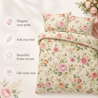 Vintage rose cottage duvet cover and sham set detail
