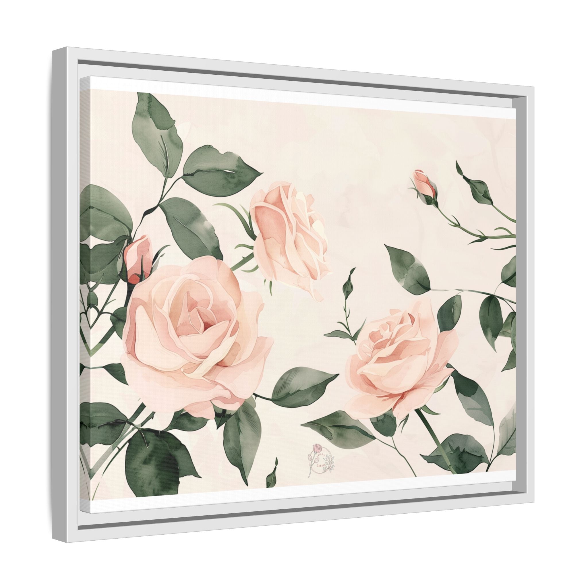 Soft Pink Rose Framed Canvas – Calming Floral Wall Art for Hospital or Recovery Room