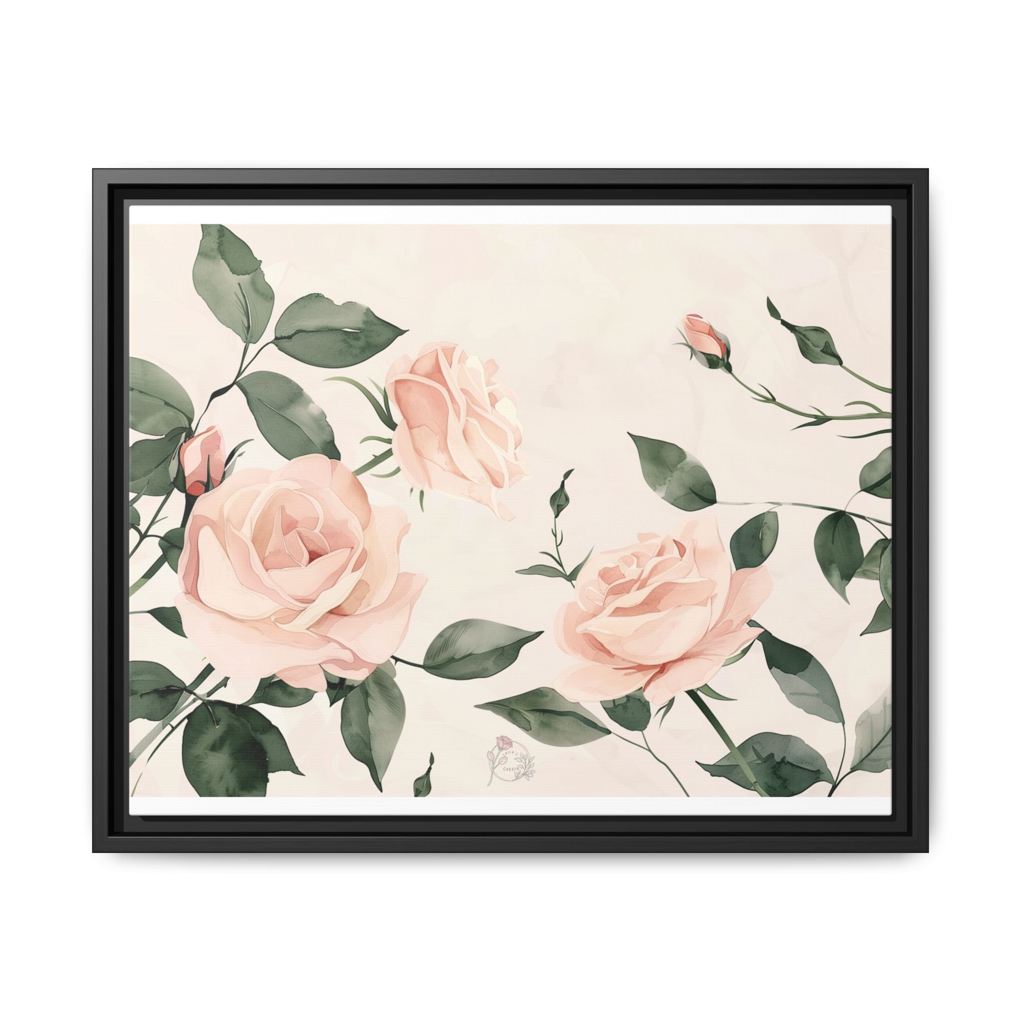 Soft Pink Rose Framed Canvas – Calming Floral Wall Art for Hospital or Recovery Room