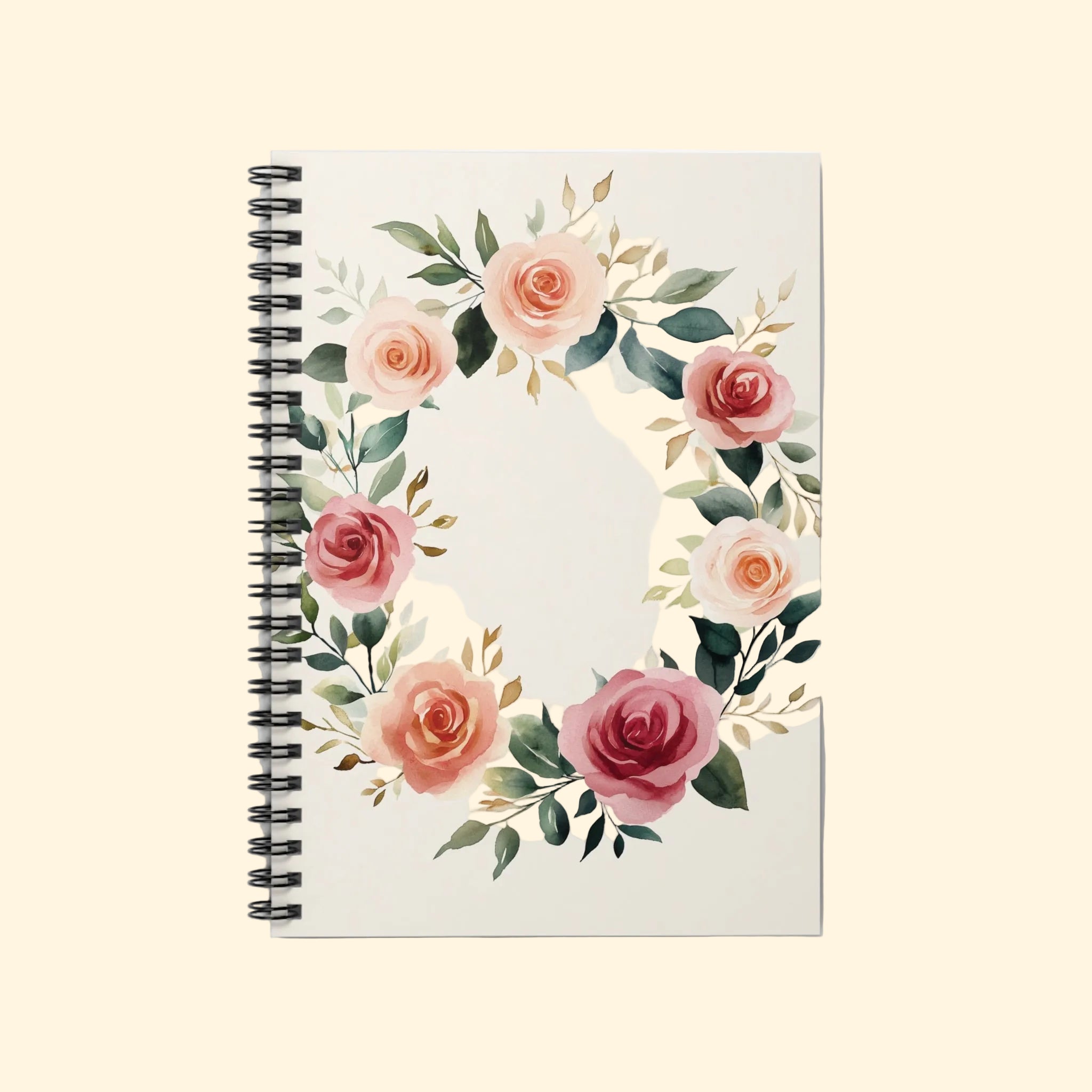 Notebook with floral design on a white background