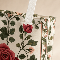 Soft rose floral tote — beige variant showing watercolor garden print