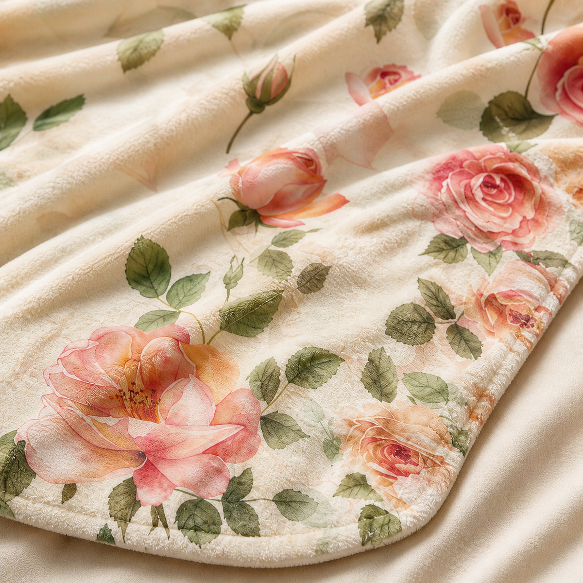 Velveteen rose throw blanket detail from Laila's Garden Comfort Bloom Set bundle