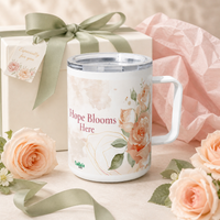 Laila's Garden Hope Blooms Here floral tumbler — 10oz soft rose travel mug