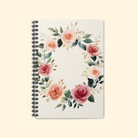 Watercolor Rose Wreath Spiral Notebook - 118 Page Ruled Journal for Hope & Encouragement – image 1