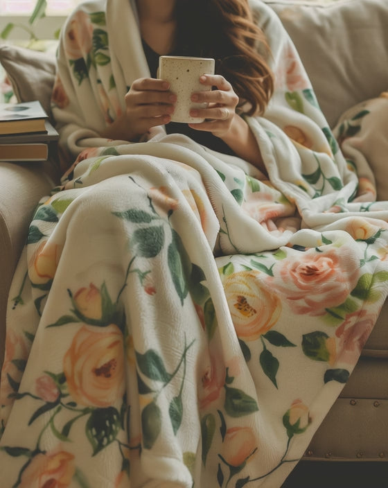 Bloom with Hope Velveteen Blanket – Soft Chemo Recovery Throw & Breast Cancer Care Gift